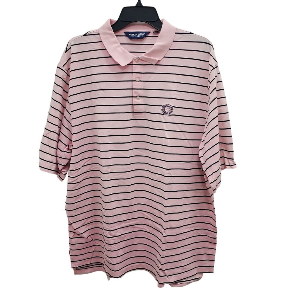 Polo Golf Ralph Lauren Vintage Men's Big & Tall Pink Navy Stripe Medinah Top XXL